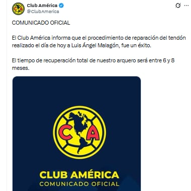 Comunicado América sobre Luis Malagón