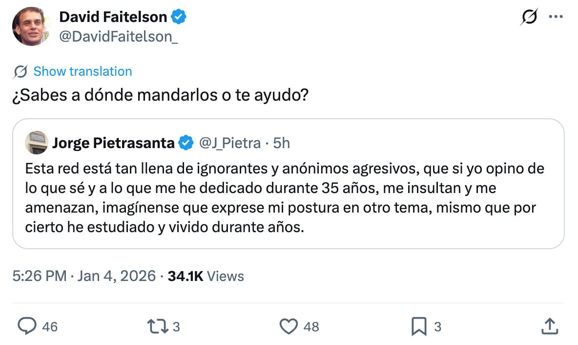 Respuesta de David Faitelson a Jorge Pietrasanta.