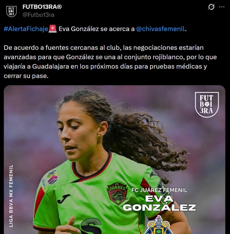 Eva González apunta a reforzar a Chivas Femenil
