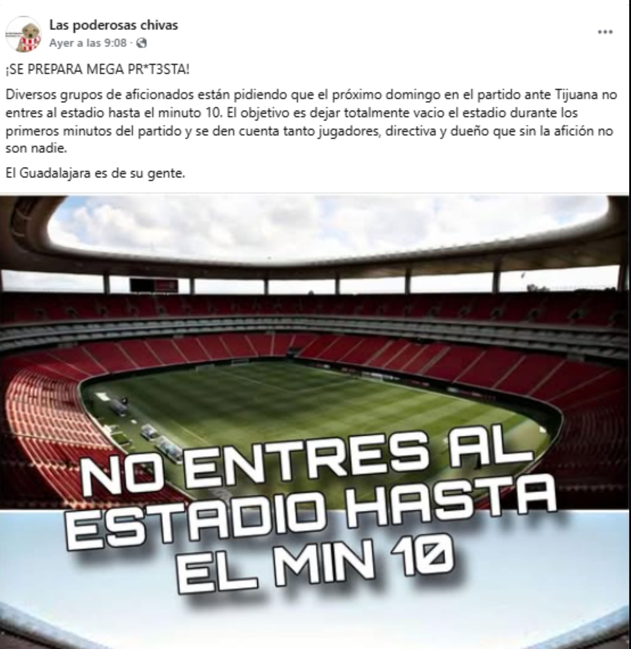Fans de Chivas preparan protesta contra el equipo.