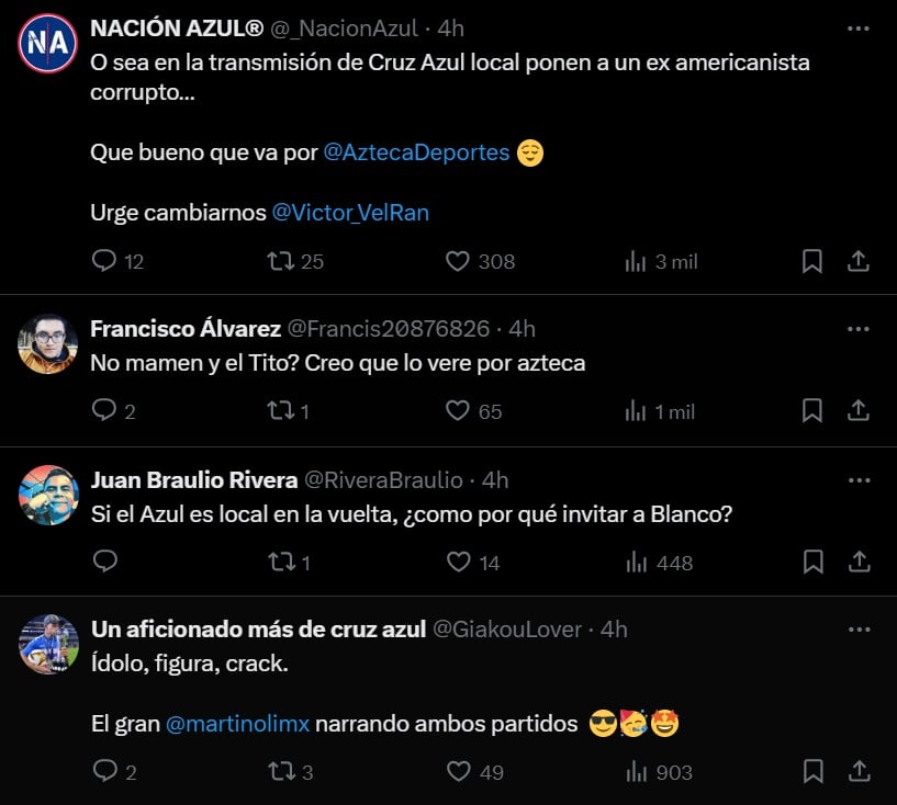 Comentarios de los fans de Cruz Azul