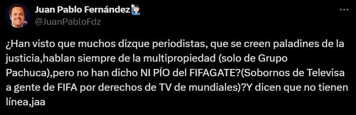 Juan Pablo Fernández manda indirecta a David Faitelson
