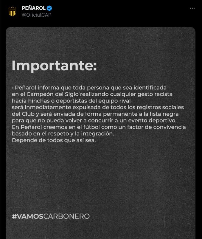 Comunicado de Peñarol.