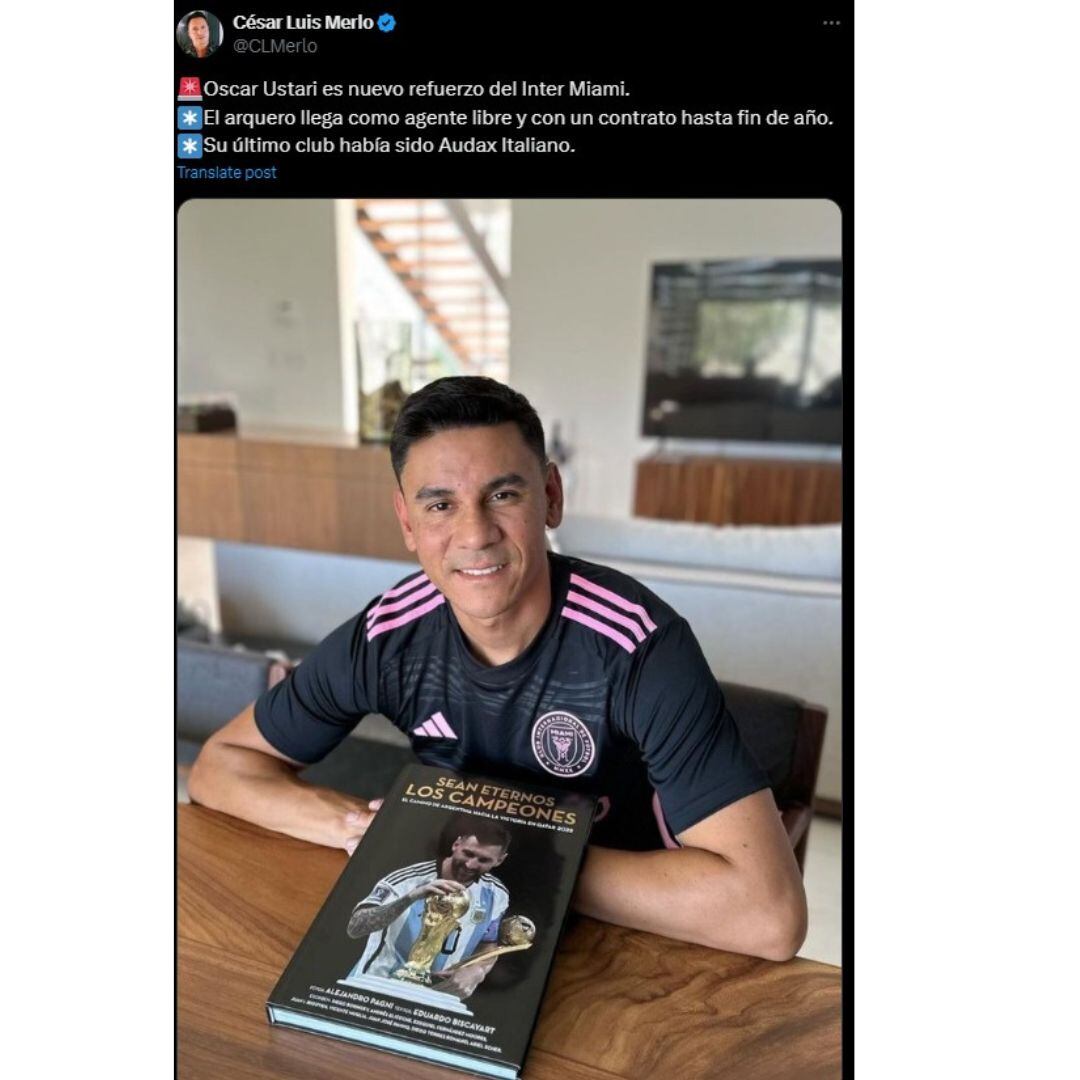 Óscar Ustari fichó con el Inter Miami.