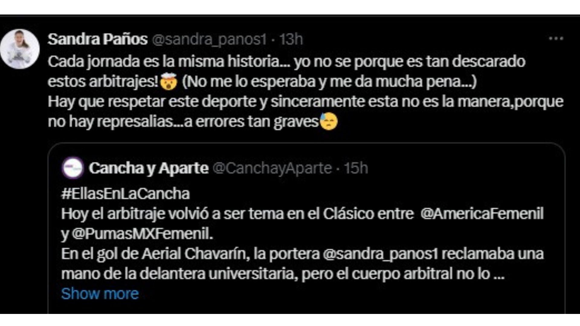Sandra Paños explota contra el arbitraje.