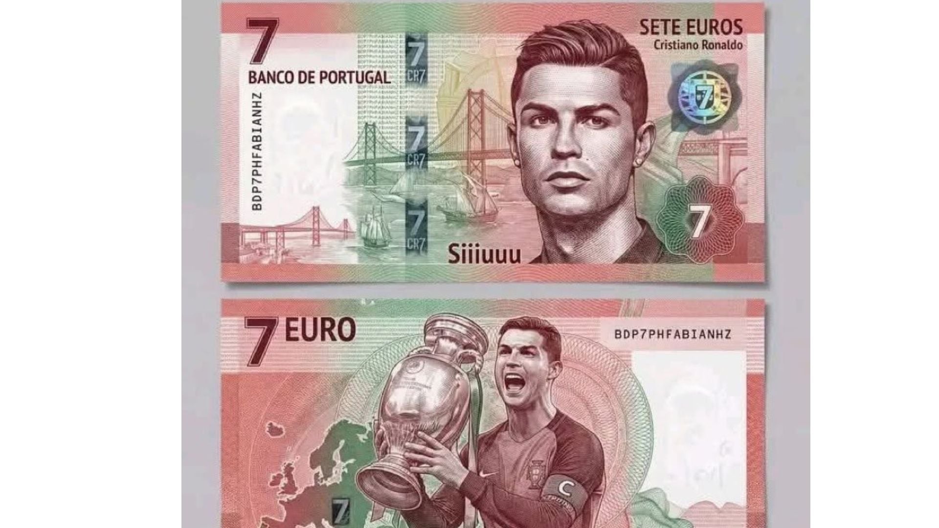 Supuesto billete de Cristiano Ronaldo.