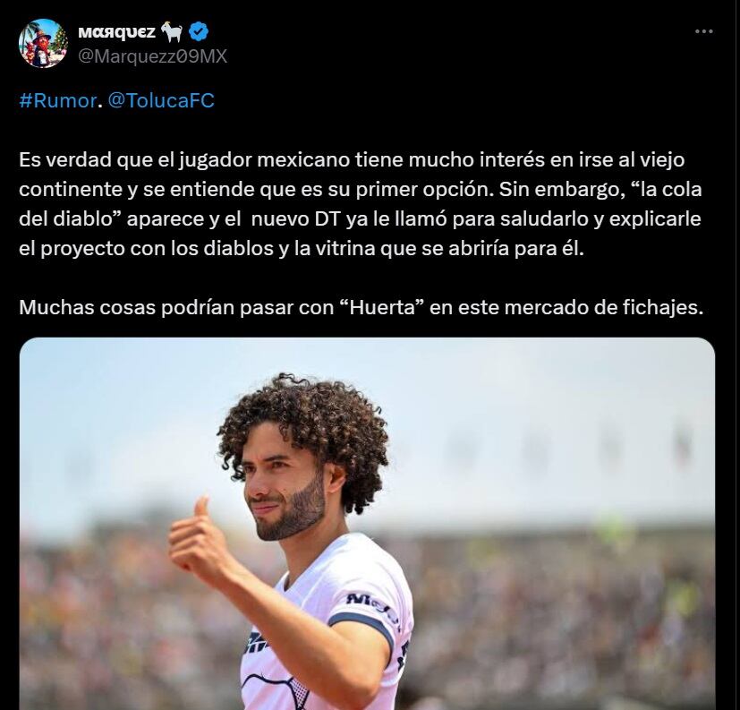 Toluca quiere al Chino Huerta