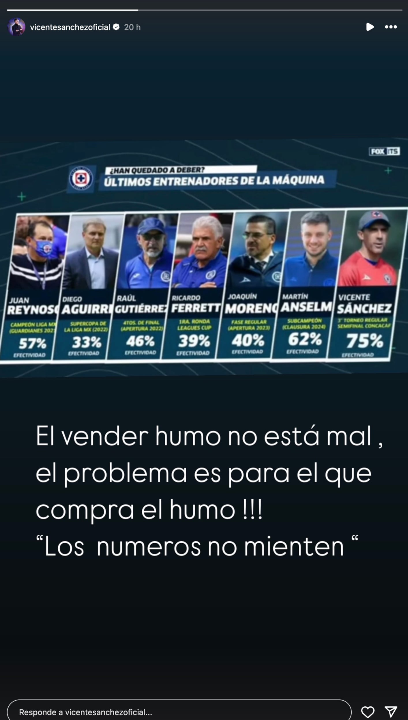 Vicente Sánchez en su cuenta de Instagram.
