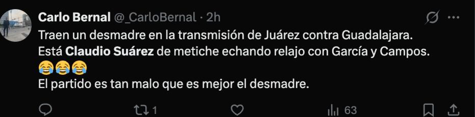 Usuario de X habla sobre Claudio Suárez