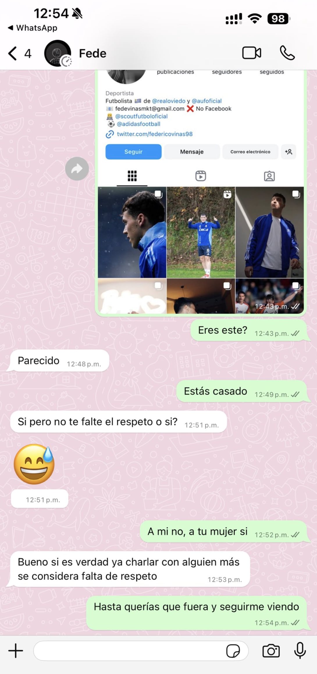 Exhiben a Federico Viñas por infiel; revelan mensajes que mandó a otra mujer que no es su pareja