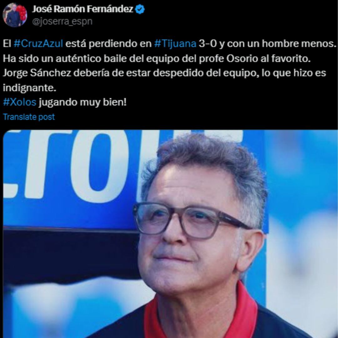 Brutal crítica de José Ramón Fernández a Jorge Sánchez tras su expulsión en Cruz Azul.