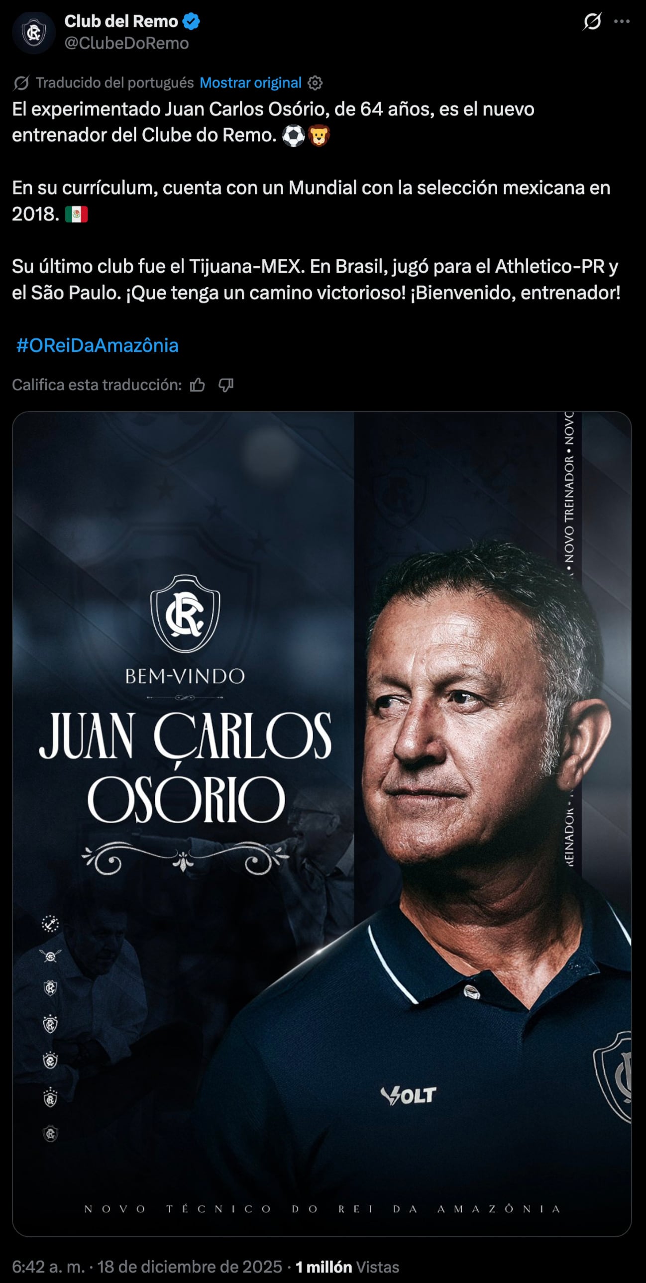 Juan Carlos Osorio es presentado por el Clube Do Remo.