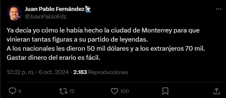 Cantidad que le pagaron a los futbolistas del Juego de Leyendas.