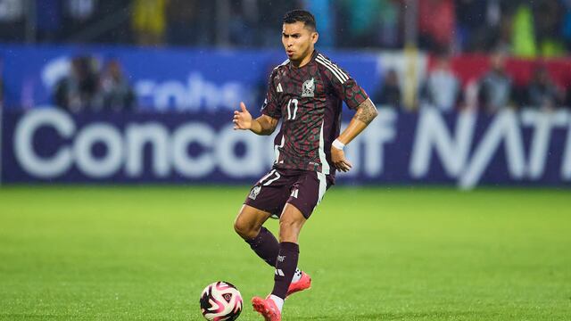 Orbelín Pineda, en un partido de la Selección Mexicano.