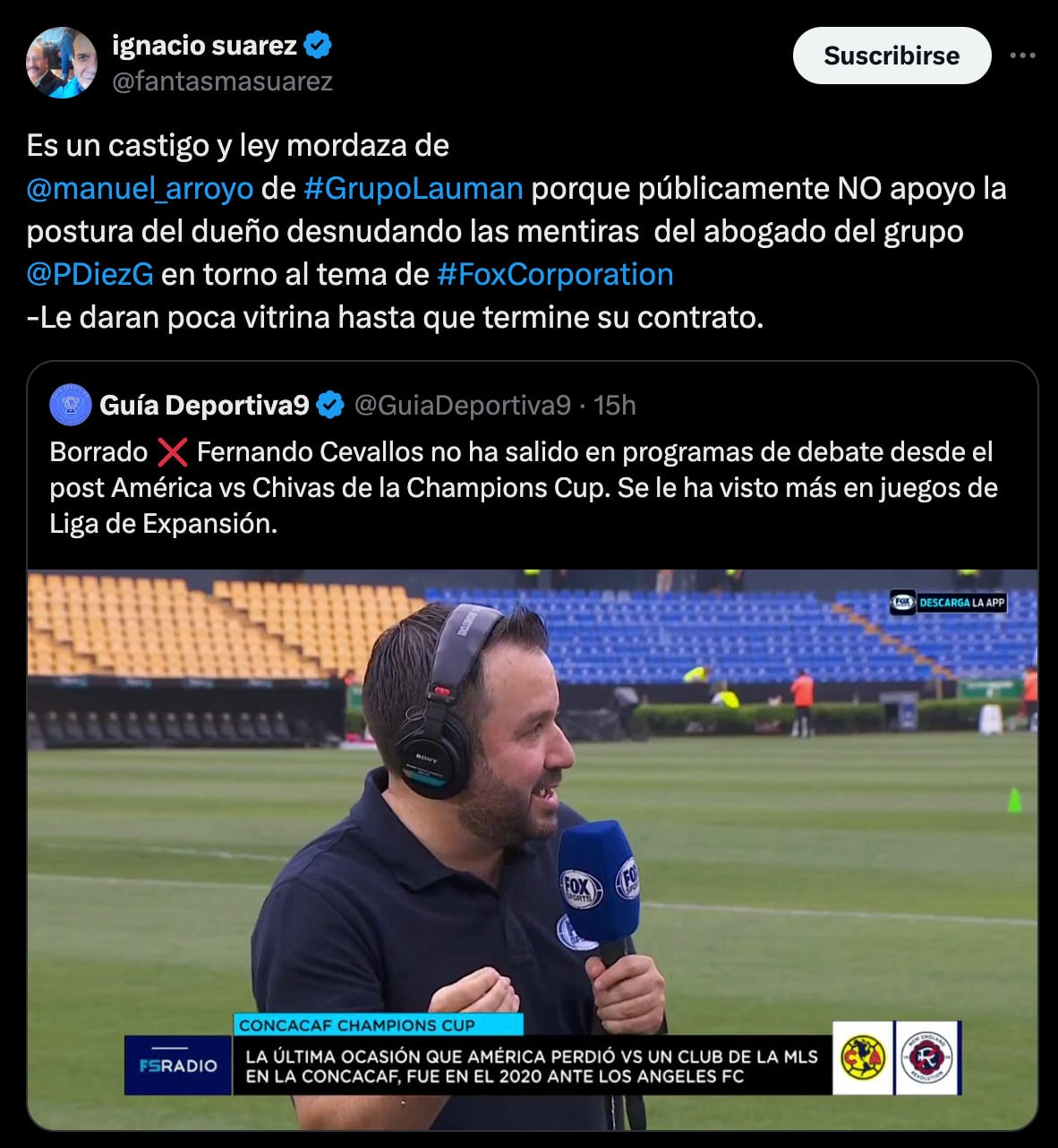 Tuit del Fantasma Suarez