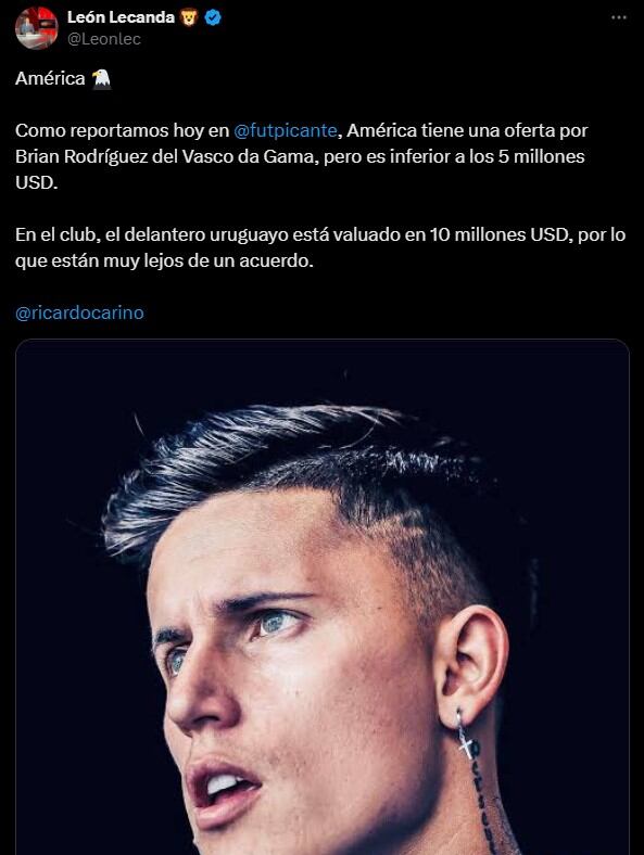 Vasco de Gama ofertó por Brian Rodríguez