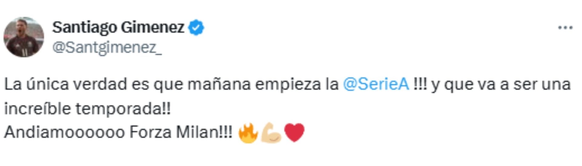 Santiago Giménez rompe el silencio sobre su supuesta salida del AC Milan.