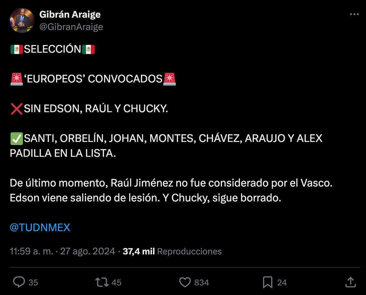 Chucky Lozano no será convocado por Javier Aguirre