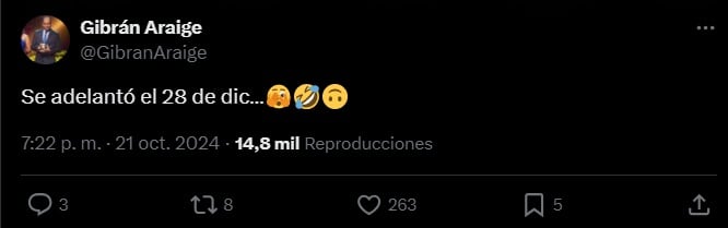 Tweet de Gibrán Araige